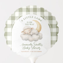 Boho A little lamb baby shower Green Gingham 