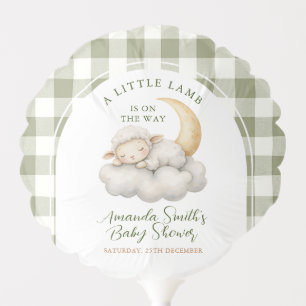 Boho A little lamb baby shower Green Gingham  Balloon