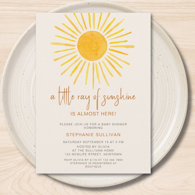 Boho A Little Ray of Sunshine Baby Shower Invitation (Creator Uploaded)
