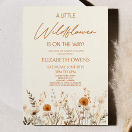 Boho A Little Wildflower Wild Flower Baby Shower Invitation