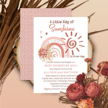 Boho A Ray Of Sunshine Girl Baby Shower By Mail  Invitation by holidayhearts at Zazzle