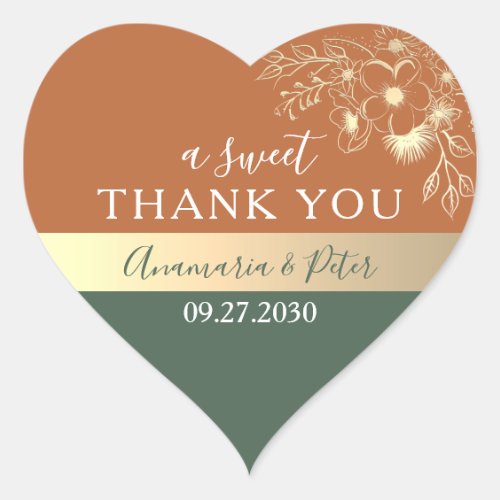 Boho A Sweet Thank You Wedding Favor Heart Sticker