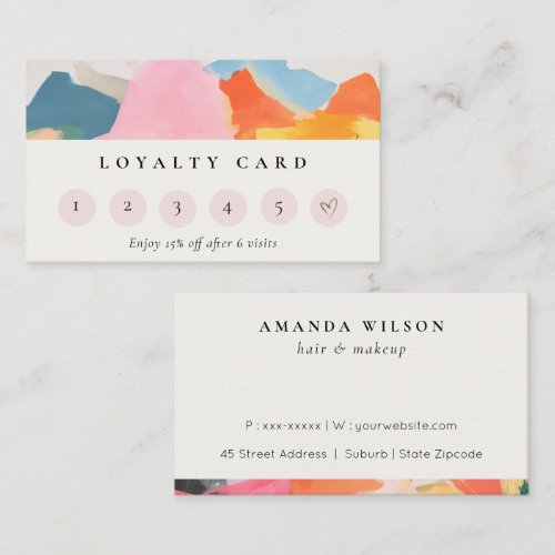 Boho Abstarct Moutain Landscape 6 Punch Loyalty Business Card