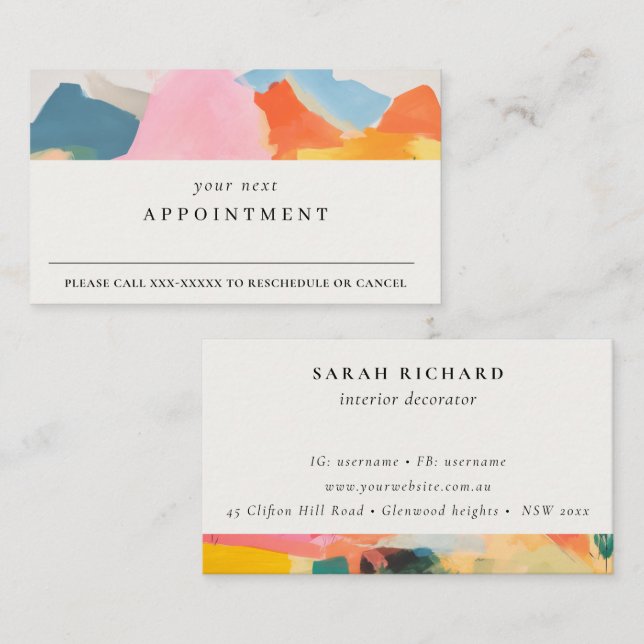 Boho Abstarct Moutain Landscape Appointment Business Card (Front/Back)