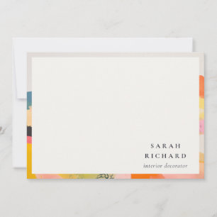 Boho Abstarct Moutain Landscape Pink Blue Orange Note Card