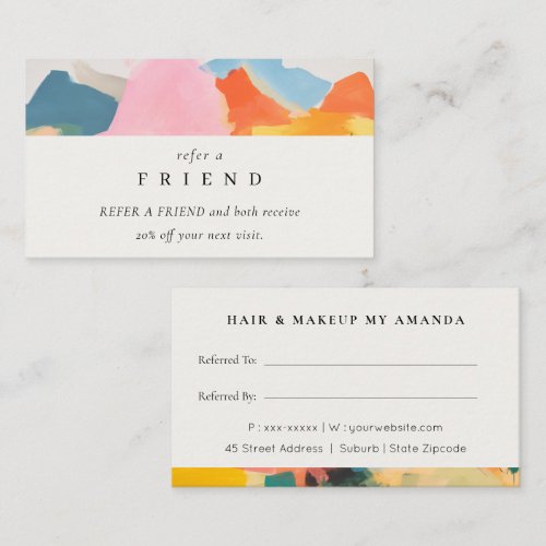 Boho Abstarct Moutain Landscape Refer A Friend Business Card