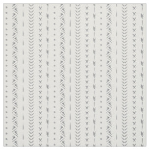 Boho Abstract Arrow Stripe Geometric White Gray  Fabric