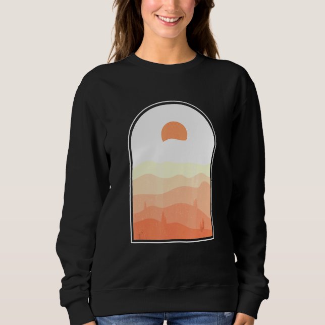 Boho Abstract Art Desert Sunset Landscape Geometri Sweatshirt (Front)