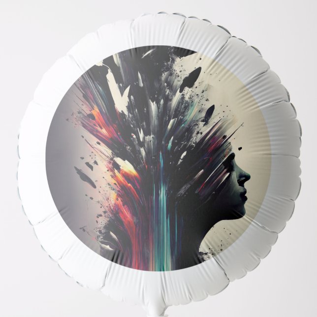 Boho abstract art with girl face balloon (Front)