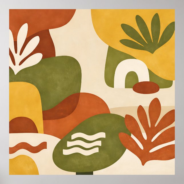 Boho Abstract Botanical Art Poster (Front)