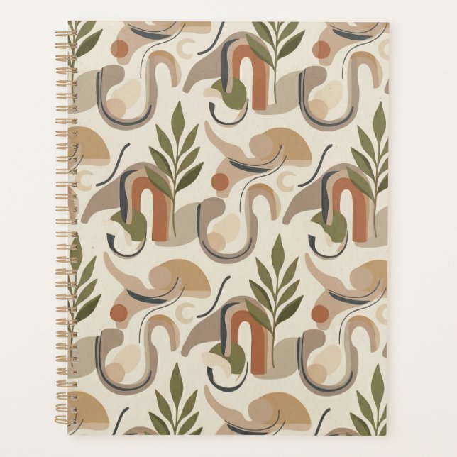 Boho Abstract Botanical Notebook Cover Background (Front)
