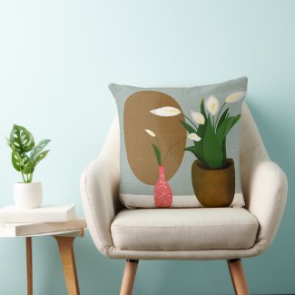 Boho Abstract Botanical on Throw Pillow 