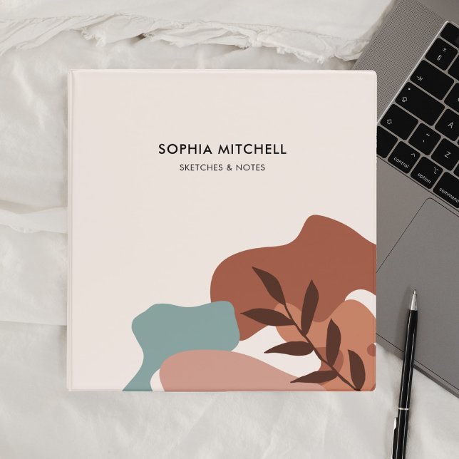 Boho Abstract Botanical Terracotta 3 Ring Binder (Creator Uploaded)