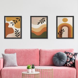 Boho Abstract Botanical Wall Art Set