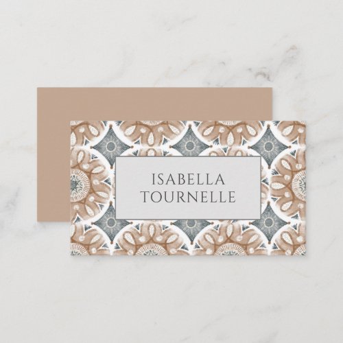 Boho Abstract Brown Gray Calling Card