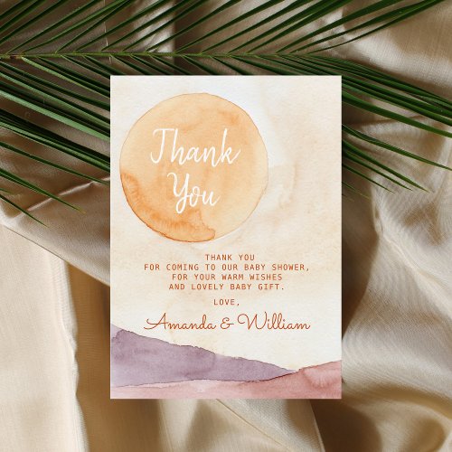 Boho Abstract Desert and Sunshine Baby Shower  Thank You Card
