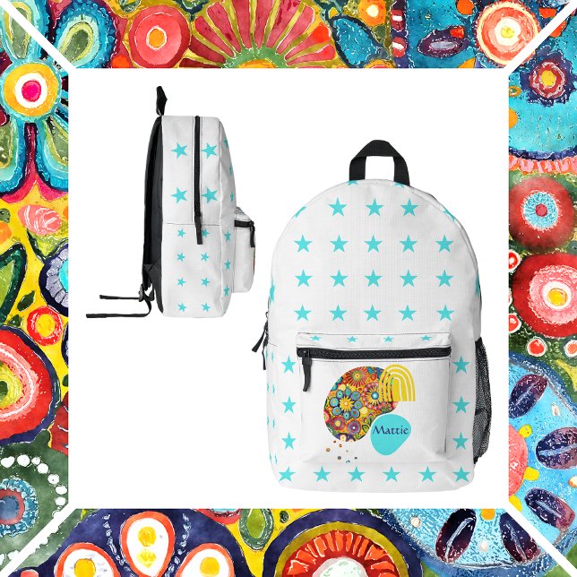 Boho abstract floral design printed backpack (Creator Uploaded)