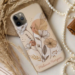 boho abstract floral monogram  iPhone 11 pro max case