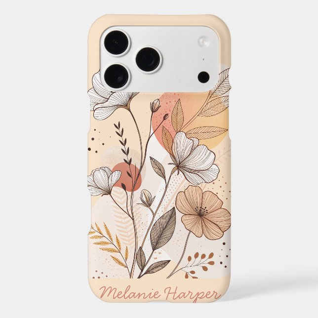 boho abstract floral monogram  iphone case (Back)
