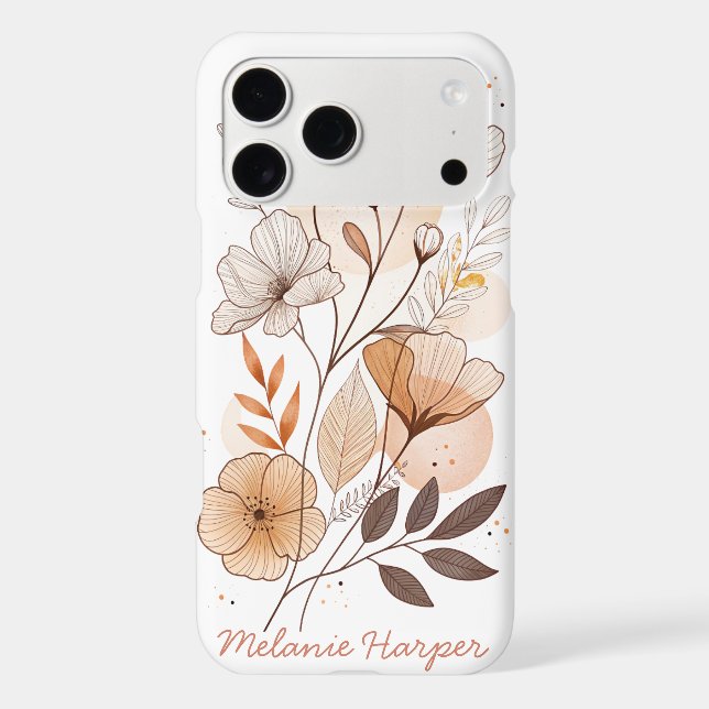 boho abstract floral monogram  iphone case (Back)