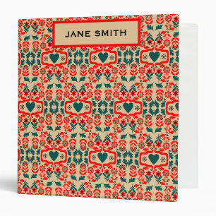 Boho Abstract Flower Art 3 Ring Binder