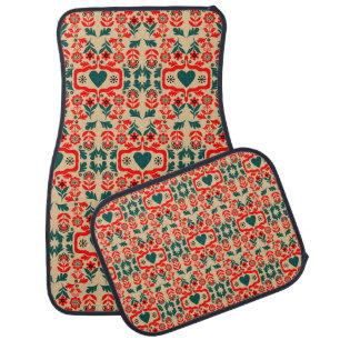 Boho Abstract Flower Art Car Floor Mat