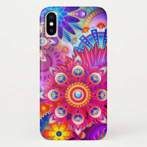 Boho abstract flower colorful floral pattern iPhone x case