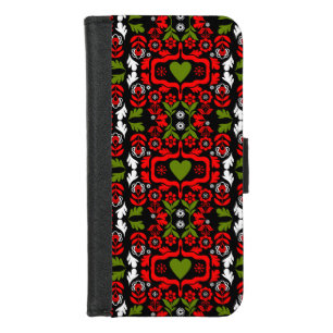 Boho Abstract Flower folk art iPhone 8/7 Wallet Case