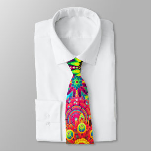 Boho abstract flower neck tie