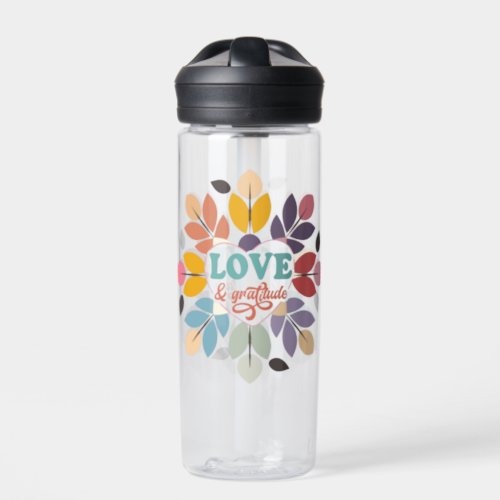 Boho Abstract Flower Quotes Floral Design Water Bottle