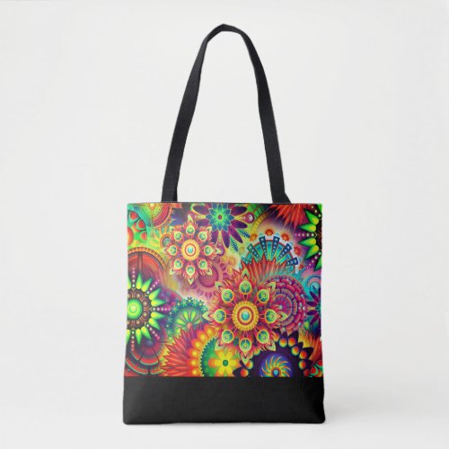 Boho Abstract flower tote