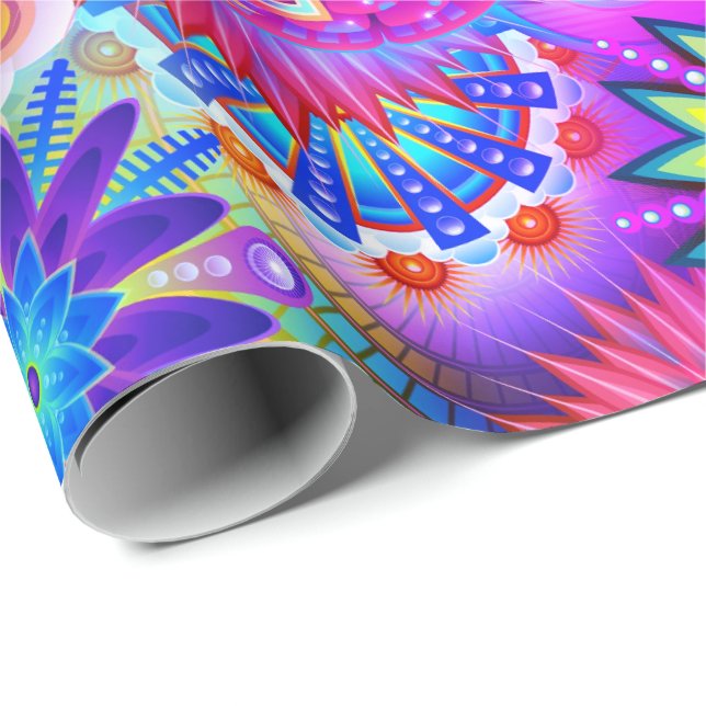 Boho abstract flower wrapping paper (Roll Corner)