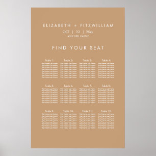 Boho Abstract Gentle Fawn Wedding Seating Poster