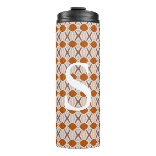 Boho Abstract Geometric Desert Terracotta Monogram Thermal Tumbler
