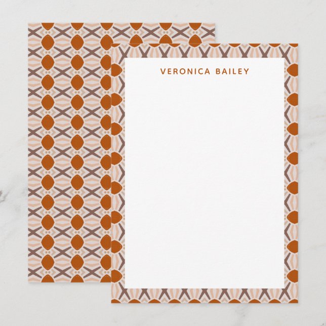 Boho Abstract Geometric Desert Terracotta Personal Note Card (Front/Back)