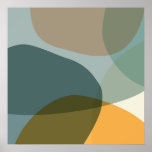 Boho Abstract Geometric Shapes Blue and Yellow Poster<br><div class="desc">This stylish abstract geometric design features boho organic shapes in an earth tone palette of brown,  teal blue,  and mustard yellow.</div>