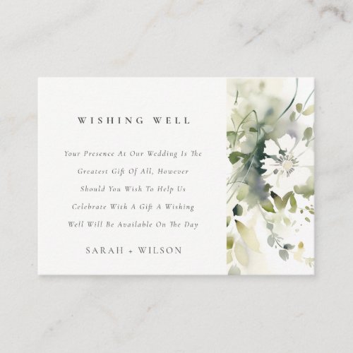 Boho Abstract Green Floral Wedding Wishing Well Enclosure Card