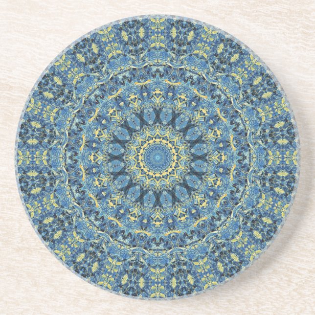 Boho Abstract Groovy Van Gogh Starry Night Mandala Coaster (Front)