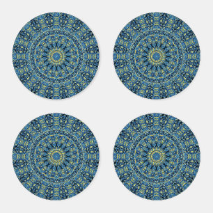 Boho Abstract Groovy Van Gogh Starry Night Mandala Coaster Set