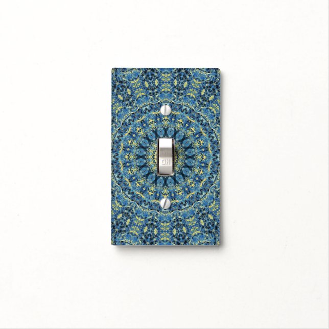 Boho Abstract Groovy Van Gogh Starry Night Mandala Light Switch Cover (In Situ)