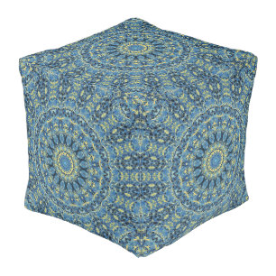 Boho Abstract Groovy Van Gogh Starry Night Mandala Pouf