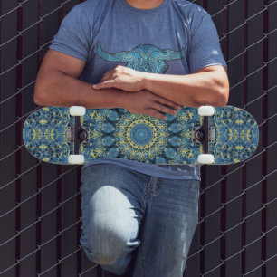 Boho Abstract Groovy Van Gogh Starry Night Mandala Skateboard