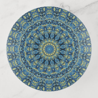 Boho Abstract Groovy Van Gogh Starry Night Mandala Trinket Tray