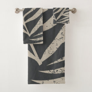 Boho Abstract Grunge Palm Leaves Pattern Bath Towel Set