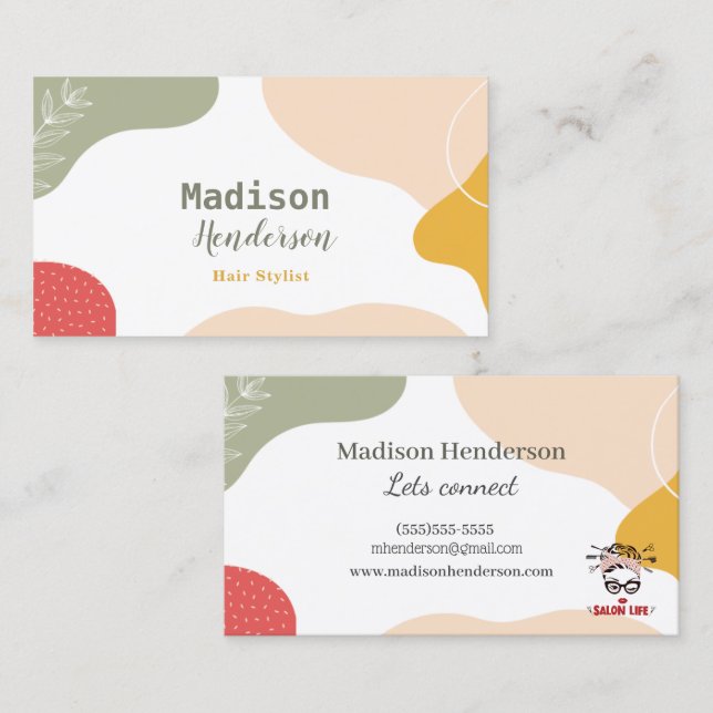 Boho Abstract Hair Stylist Business Cards (Front/Back)