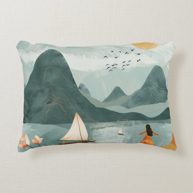 Boho Abstract Landscape (11) Accent Pillow (Front)