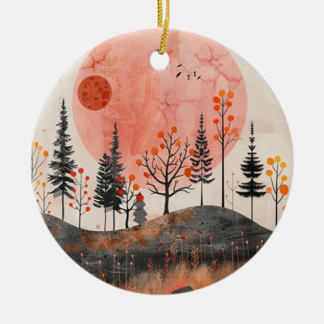 Boho Abstract Landscape (13) Ceramic Ornament (Front)