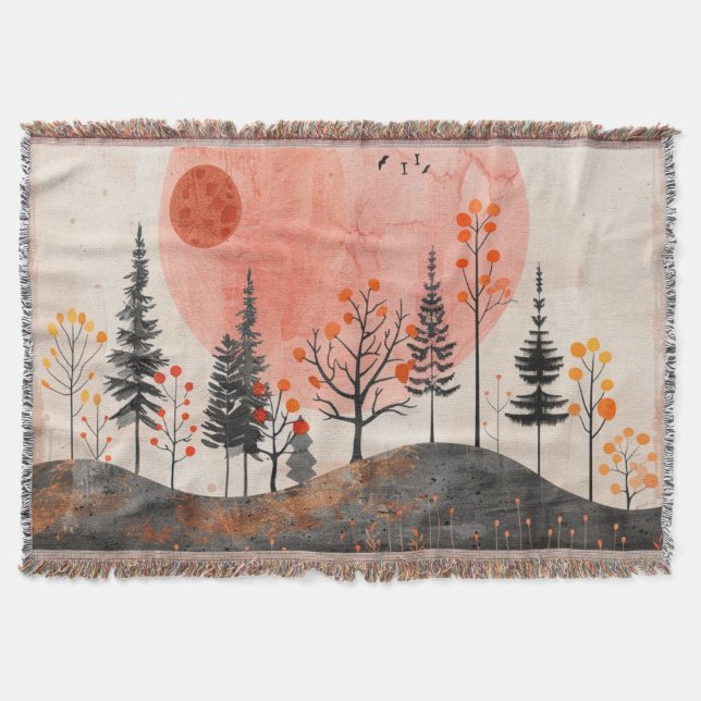 Boho Abstract Landscape (13) Throw Blanket (Front)