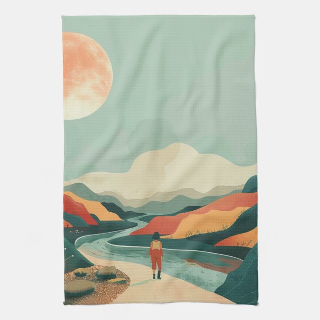 Boho Abstract Landscape (14) Kitchen Towel (Vertical)