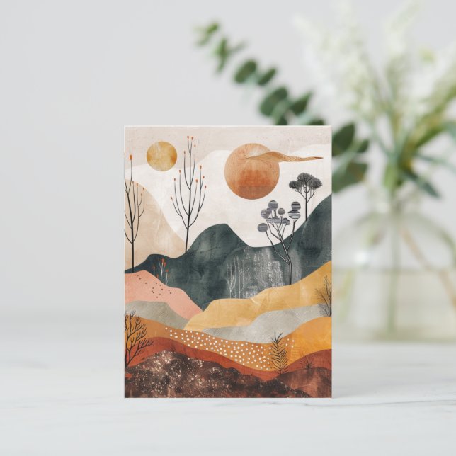 Boho Abstract Landscape (15) Postcard (Standing Front)